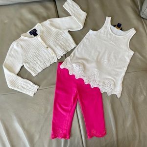 NWOT Ralph Lauren polo outfit set 3 years 3T top cardigan leggings toddler baby